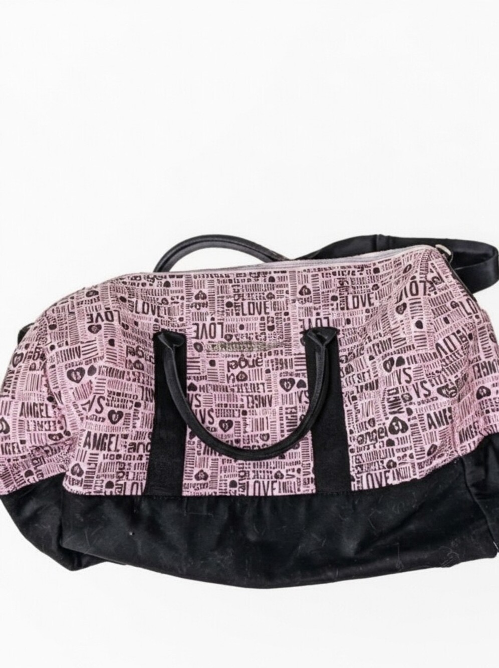Victoria's Secret Pink Patterned Travel Tote with Black Trim